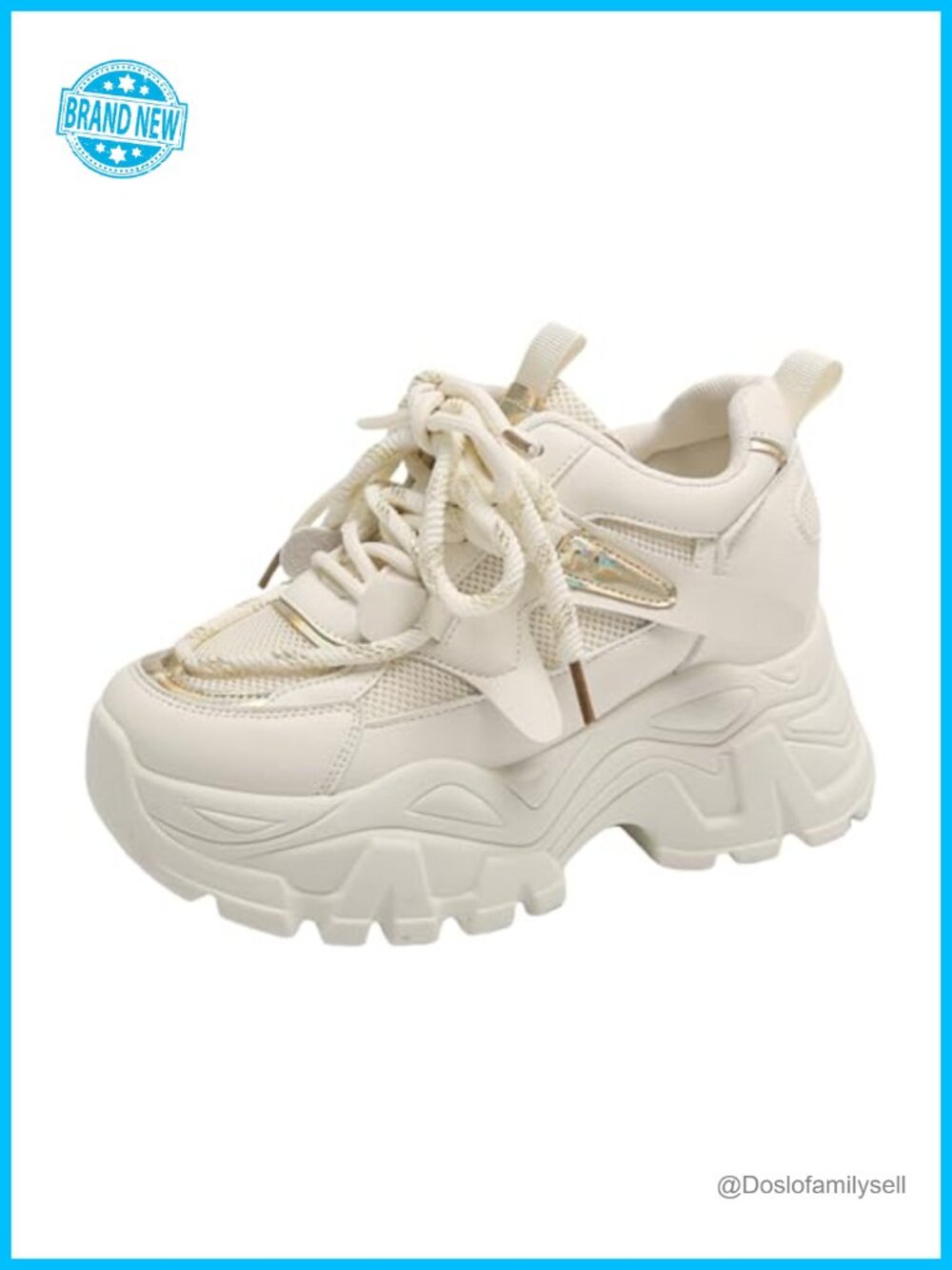 Chunky Platform Sneakers Height Incre Lace-Up Casual Walking Shoes